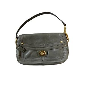 Coach Small Gray Handbag Purse with Purple Interior and Gold Hardware